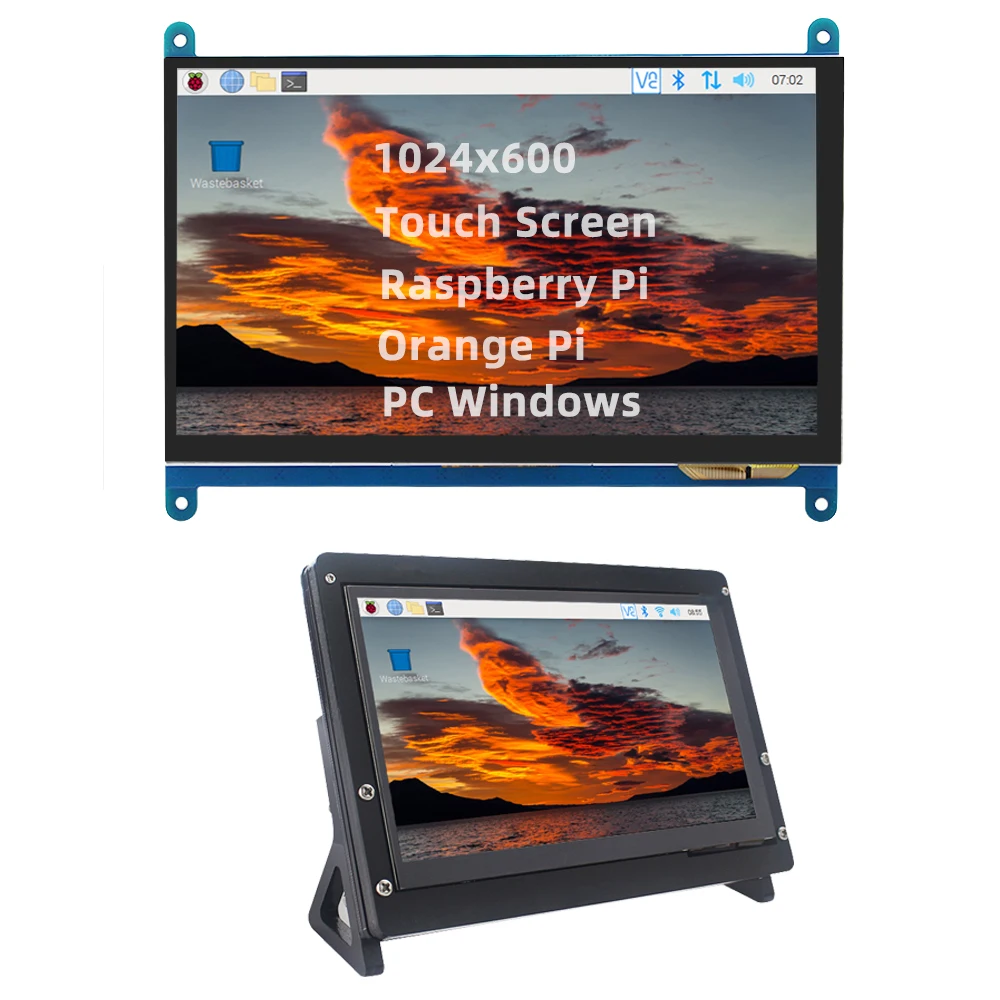 Go! 7 Inch Touch Screen 1024x600 HDMI-compatible LCD Display Optional Acrylic Holder for Raspberry Pi Orange Pi PC Secondary