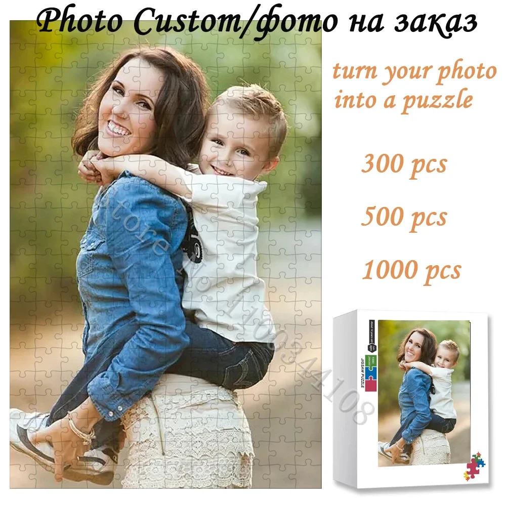 Photo Custom Wooden Puzzle Personalized Jigsaw DIY Assemble Game Toys for Adults Kids Decoration Collection Gift with Box