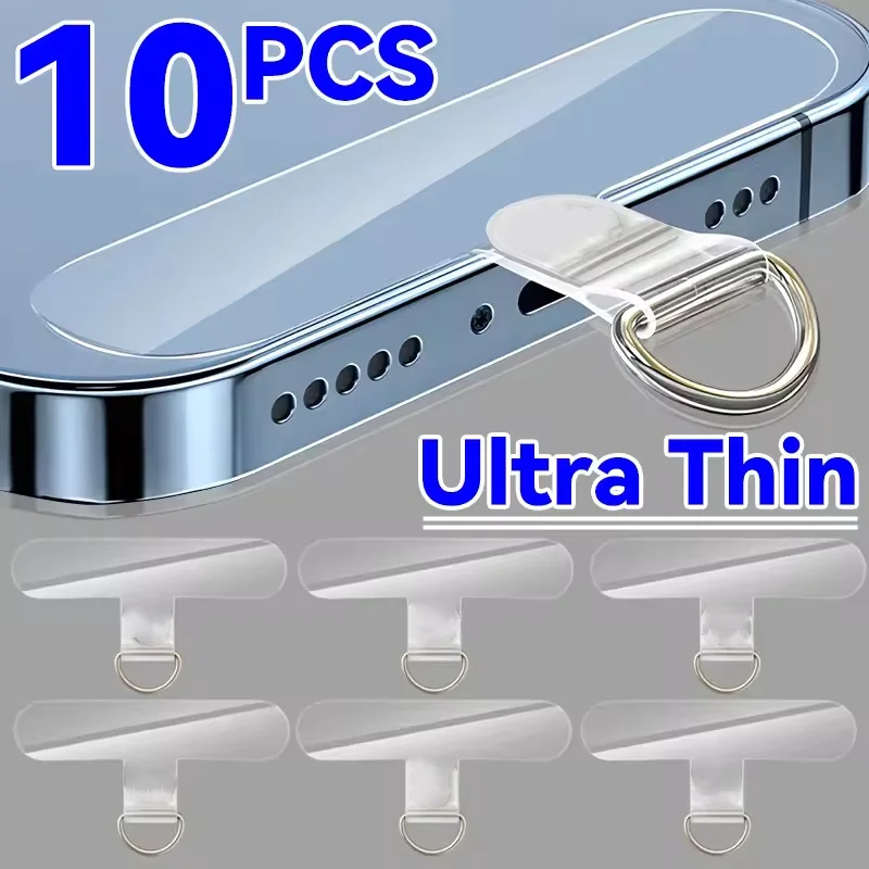 10-1Pcs Transparent Phone Lanyard Tether XYun for Cellphone Lanyard Card Cord Gasket Hole Hanging Straps Flexible Patches Clips