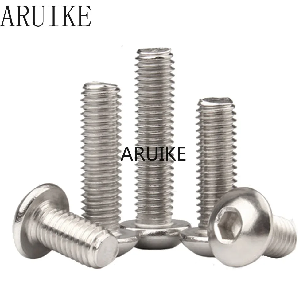 100pcs/Lot M4x16 mm M4*16  yuan cup Half round head 304 Stainless Steel Hex Socket Head Cap Screw Bolts