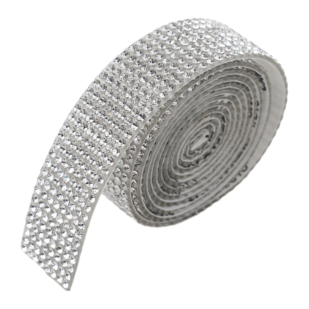 Rhinestone Decorative Strip Sticker for Clothing Car Laptop Phone Accessories 90 cm Long Silver For Crystal Bling Trim