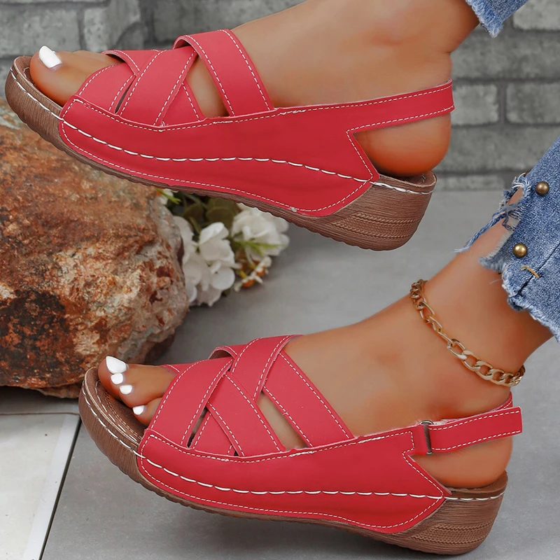 Summer Sandals Women Shoes Elegant Women Shoe Retro Ladies Shoes Wedge Walking Shoes Beach Female Sandal Women Footwear