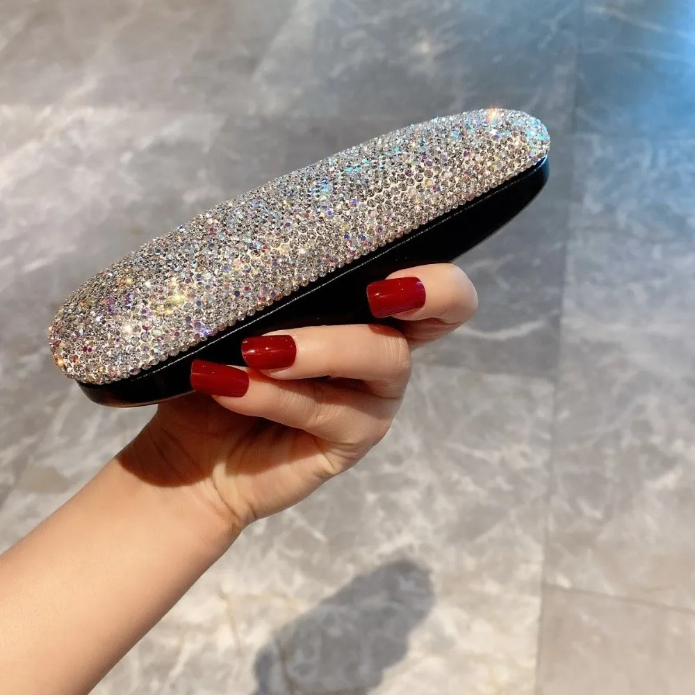 Leather Rhinestone Glasses Case Black Large Capacity Glasses Organizer Eyewear Protector Case Anti-lost Eyewears Storage Box