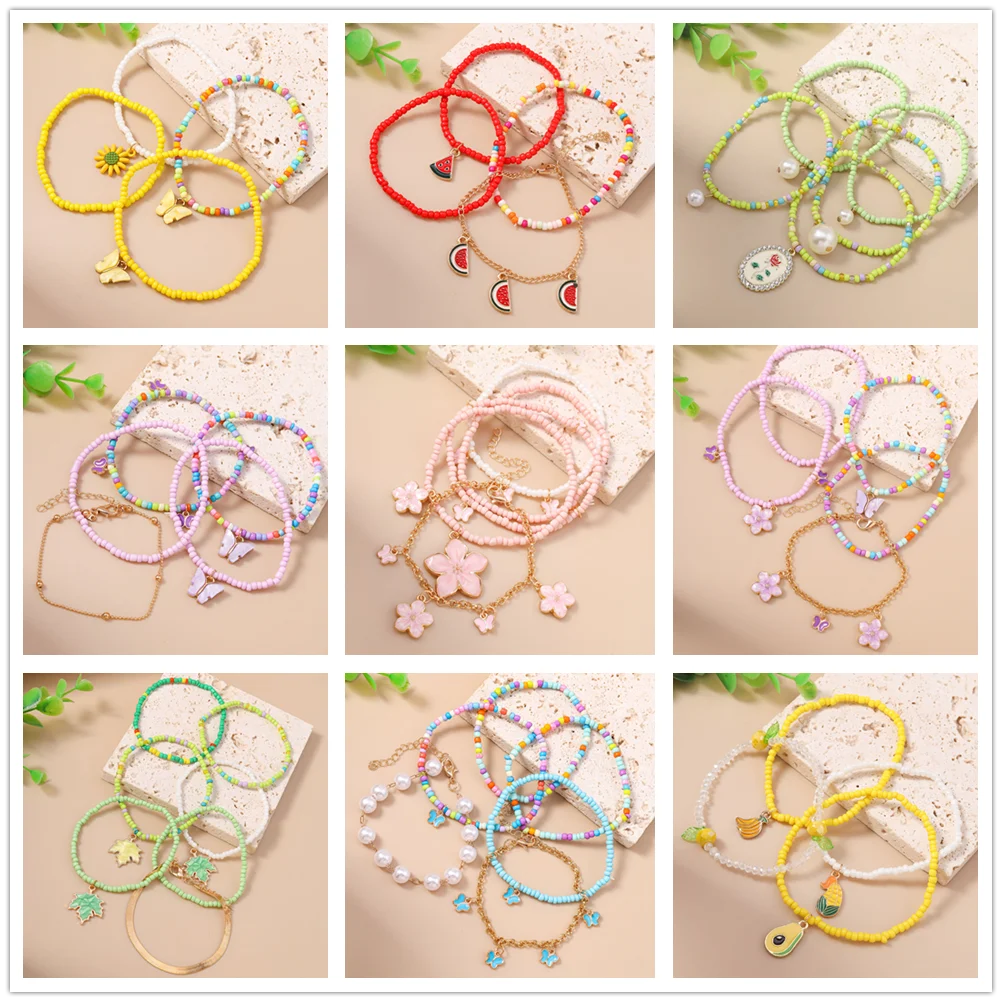 Aihua لطيف الفتيات ساكورا زهرة اللؤلؤ مطرز سوار للنساء اليدوية الاطفال الصداقة أفضل أصدقاء الهدايا مجموعات المجوهرات