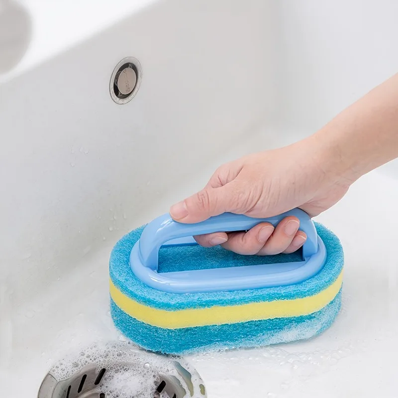 Cleaning Brush With Handle For Kitchen Bathroom Bathtub Thickened Durable Strong Scrubbing  Sponge Wiping For Kitchen