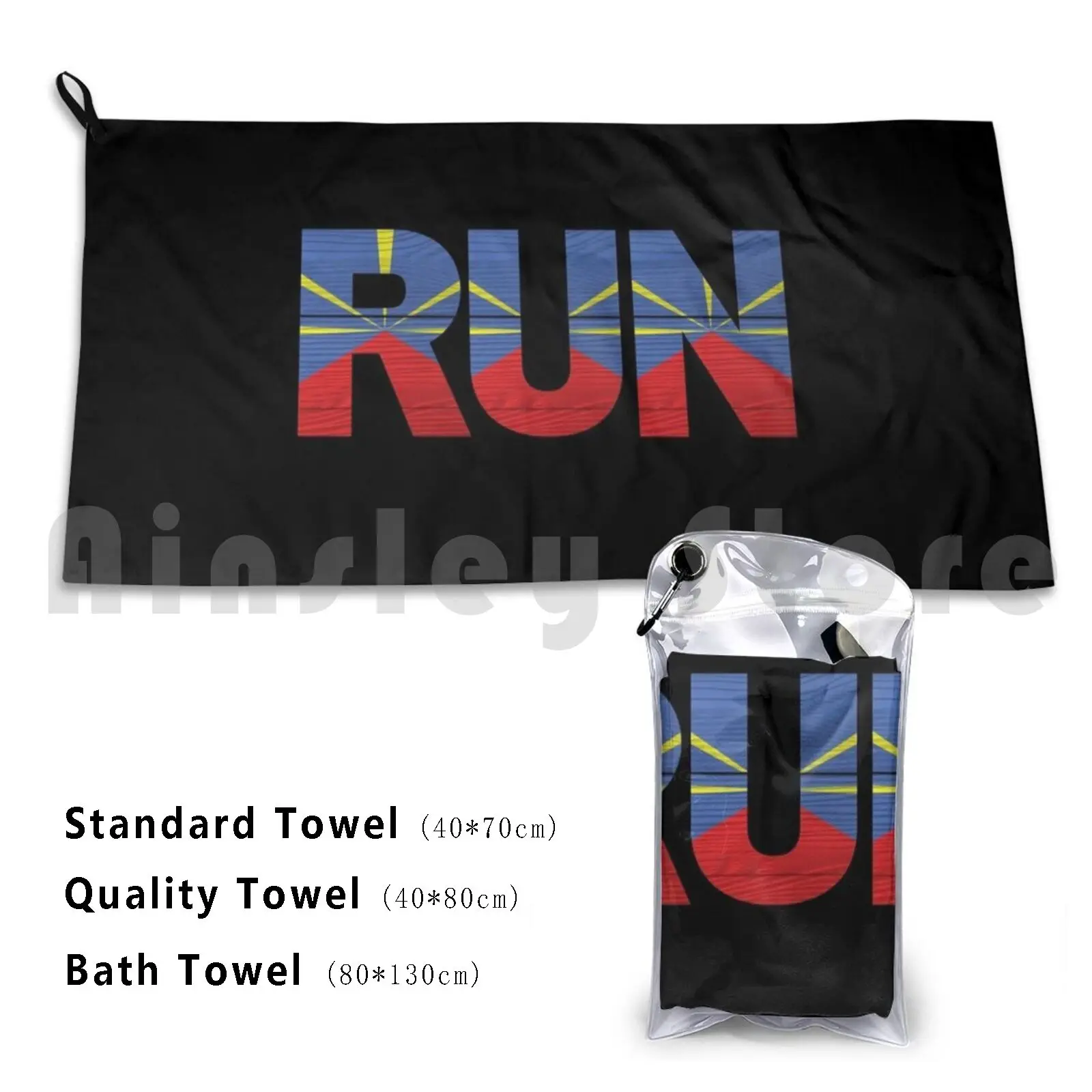 Run Reunion Island Flag Bath Towel Beach Cushion Reunion 974 Reunion Island Indian Ocean Mascareignes