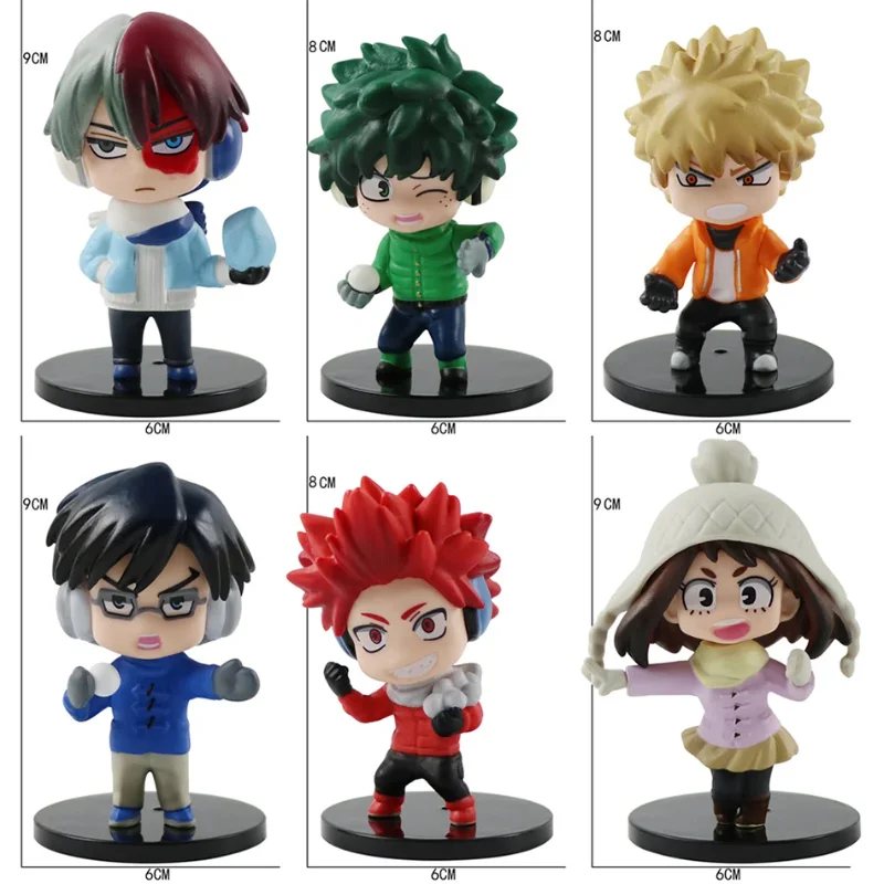8-10 سم ماي هيرو أكاديميا 6 قطع إصدار لطيف. Midoriya All Might Bakugou Shoto Ochaco PVC Action Figure Boku No Hero Gift Doll Model