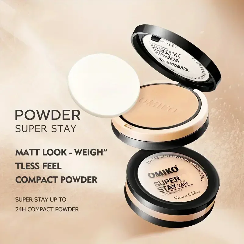 Waterproof Pressed Powder for Makeup, Long-lasting, Full Coverage, Face Compact Setting Powder, Foundation Oil Control Cosmetics