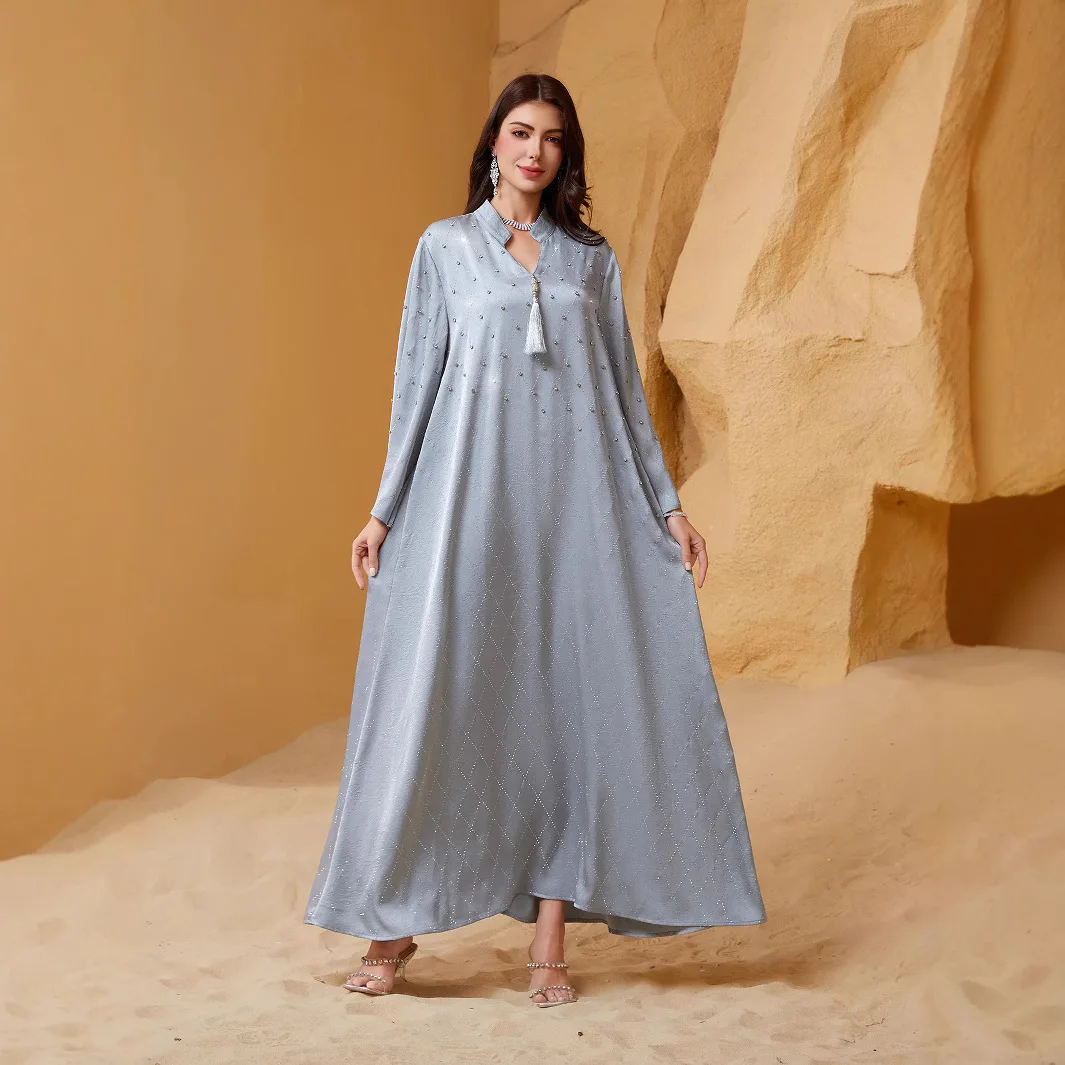 

Women's Stage Costume Accessories Fashion Casual Women's Clothing Muslim Robe Clothing Star Elegance Long Sleeve Dress