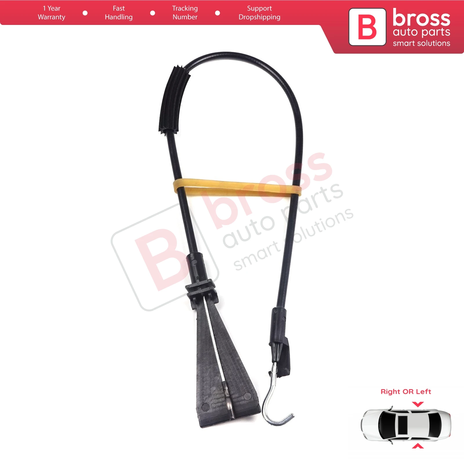 Bross Auto BDP636 Inner Door Handle Release Lock Latch Bowden Cable Rear Doors 13258268 for Opel Corsa D 5-door Lenght: 530 mm