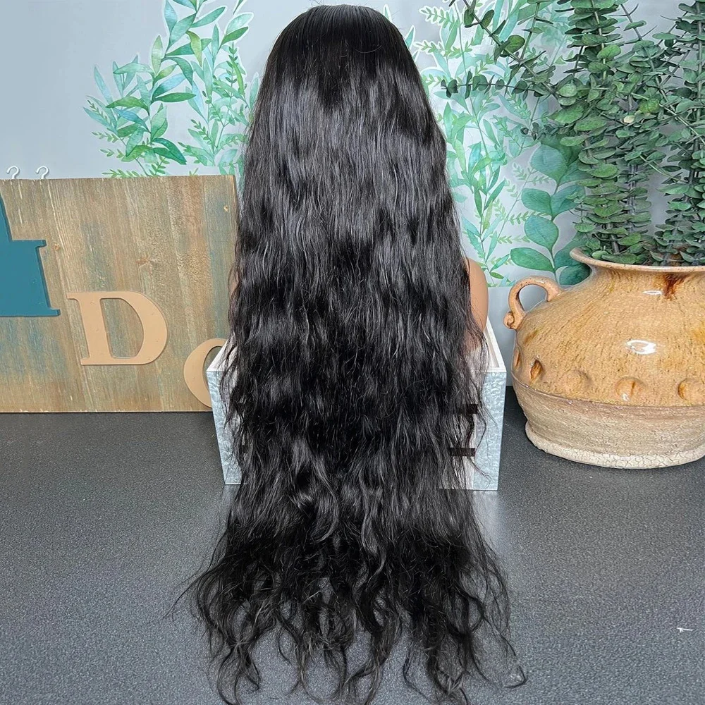 Soft 26Inch Long Glueless Black Natural Wave 180Density Lace Front Wig For Black Women With Baby Hair Preplucked Daily