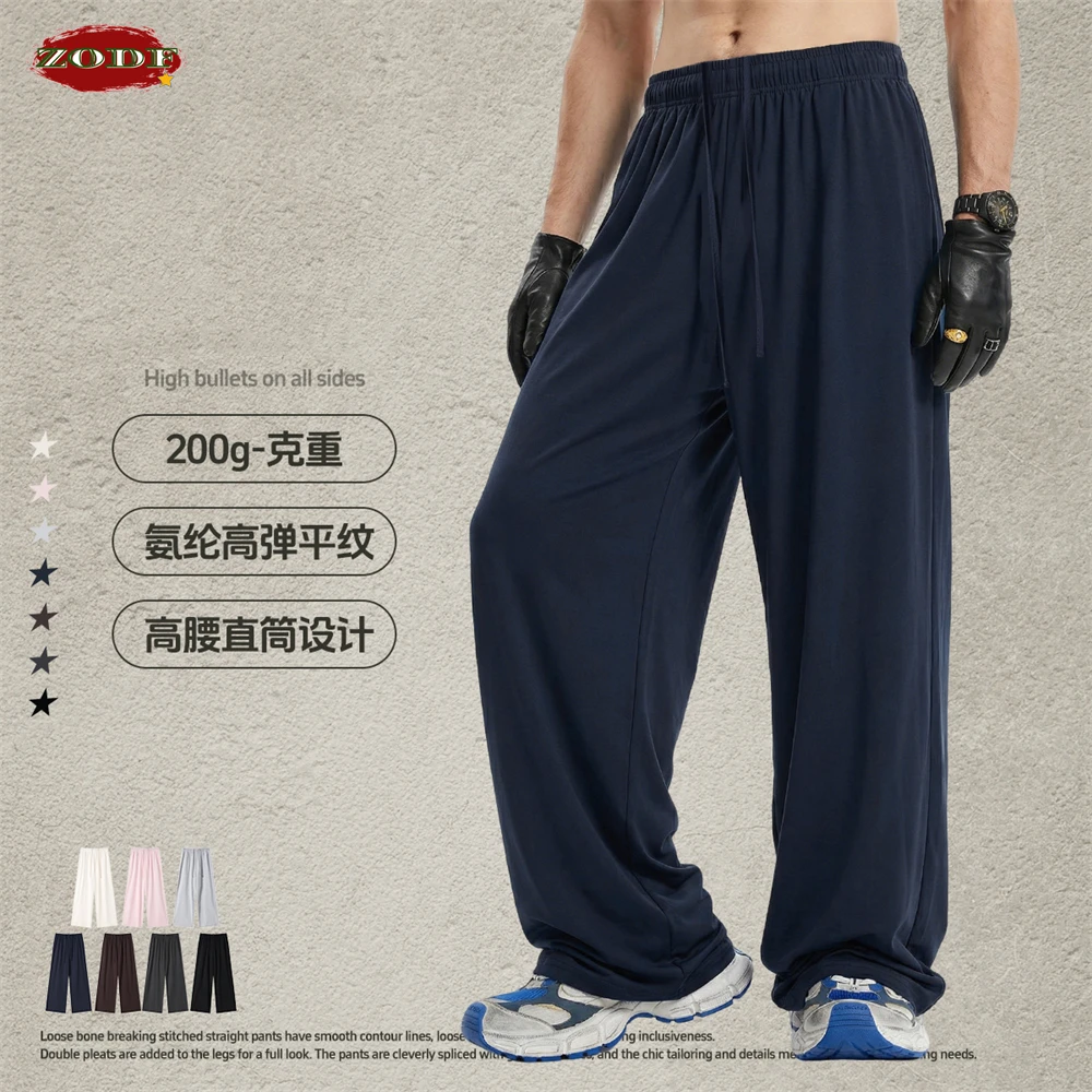 ZODF Fashion 2026 Spring Man 200gsm Straight Pants Unisex Casual Comfortable Wide Leg Trousers Brand Bottoms HY1249
