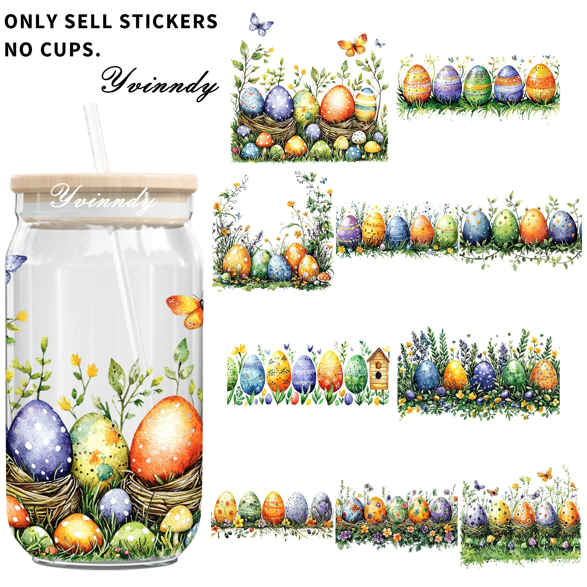 

4Pieces/Set Easter Eggs StickersUVDTF Transfer Stickers. Waterproof And Scratch-resistant, Easy To Use. High-quality Handmade