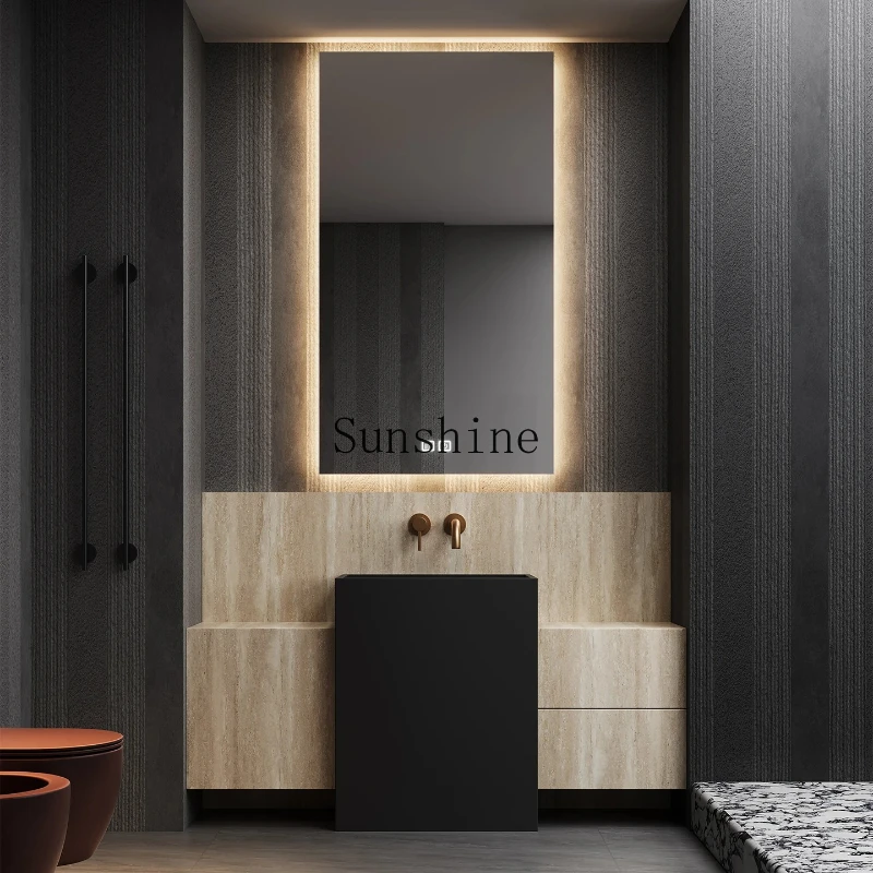 

Customized hotel villa rock slab column basin integrated outdoor courtyard washbasin