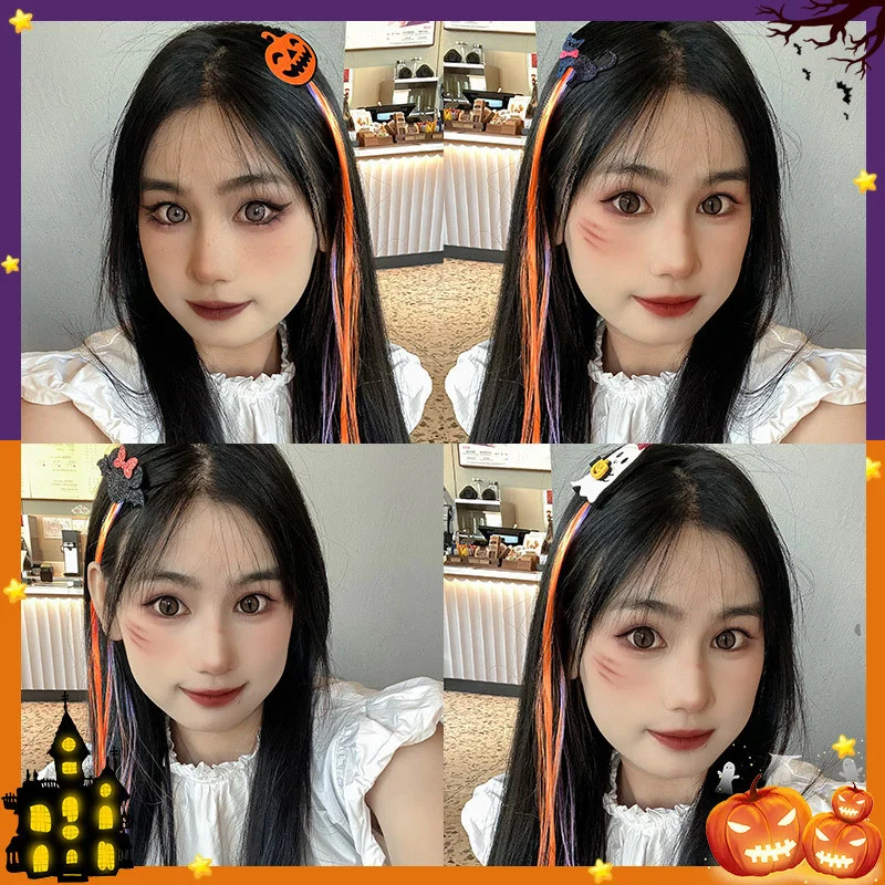 カボチャゴーストハロウィンポニーテールウィッグヘアクリップ女性のための興味深いヘアピンファッションガールウィッグコスプレパーティー小道具ヘアアクセサリー