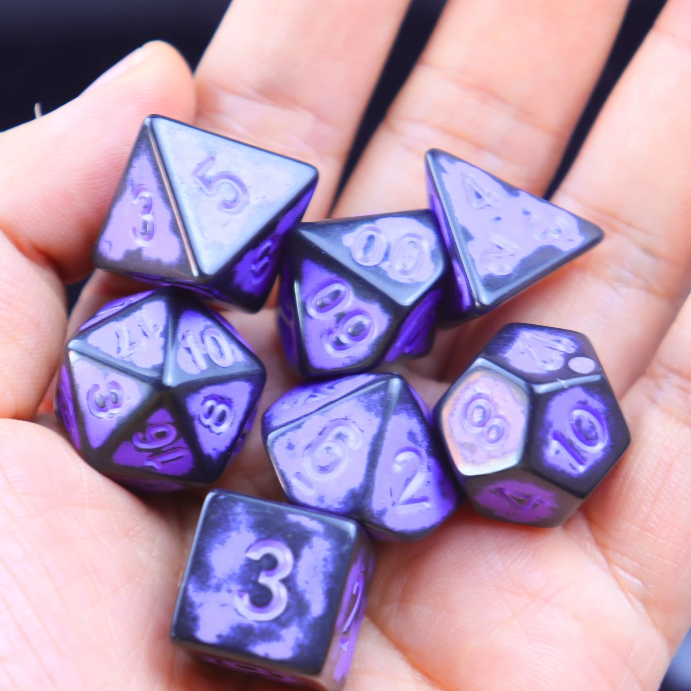 Purple-black Polyhedral Acrylic Game Dice Set D4 D6 D8 D10 D12 D20 (ATQ)