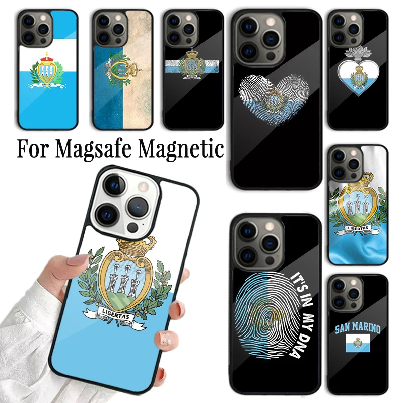 

Coque Phone Case For iPhone 16 15 14 13 12 Mini 11 Pro Max Plus Magsafe Magnetic Wireless Charging Cover San Marino Flag