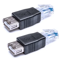 2 PCS Ethernet to USB Adapter RJ45 Ethernet Male to USB Female Converter 10Mb/100Mbs Network Connector for Laptops Computers