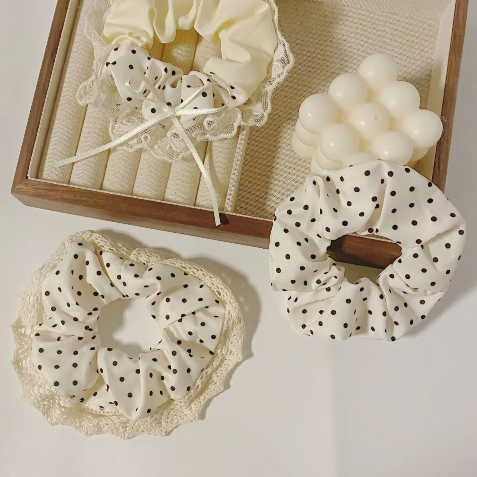 Корейский стиль, резинки для волос в горошек, бандана с бантом, кольца для волос с большим бантом, нежные элегантные аксессуары для волос для женщин