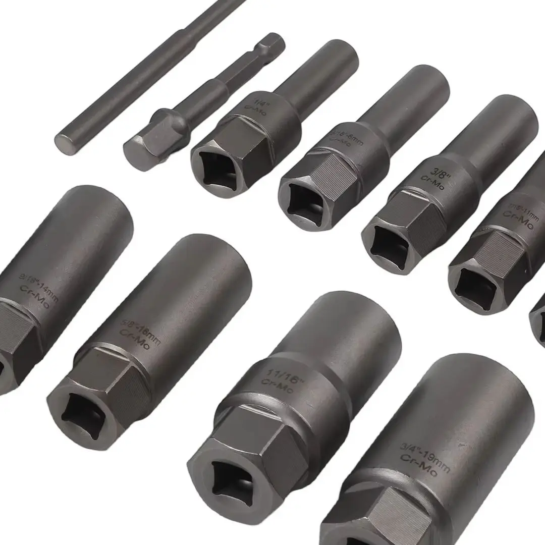 7 11Pc Deep Socket Extractor Set Spiral Type Broken Nut Bolt Remover For Damaged Repair Drill Bits Tools