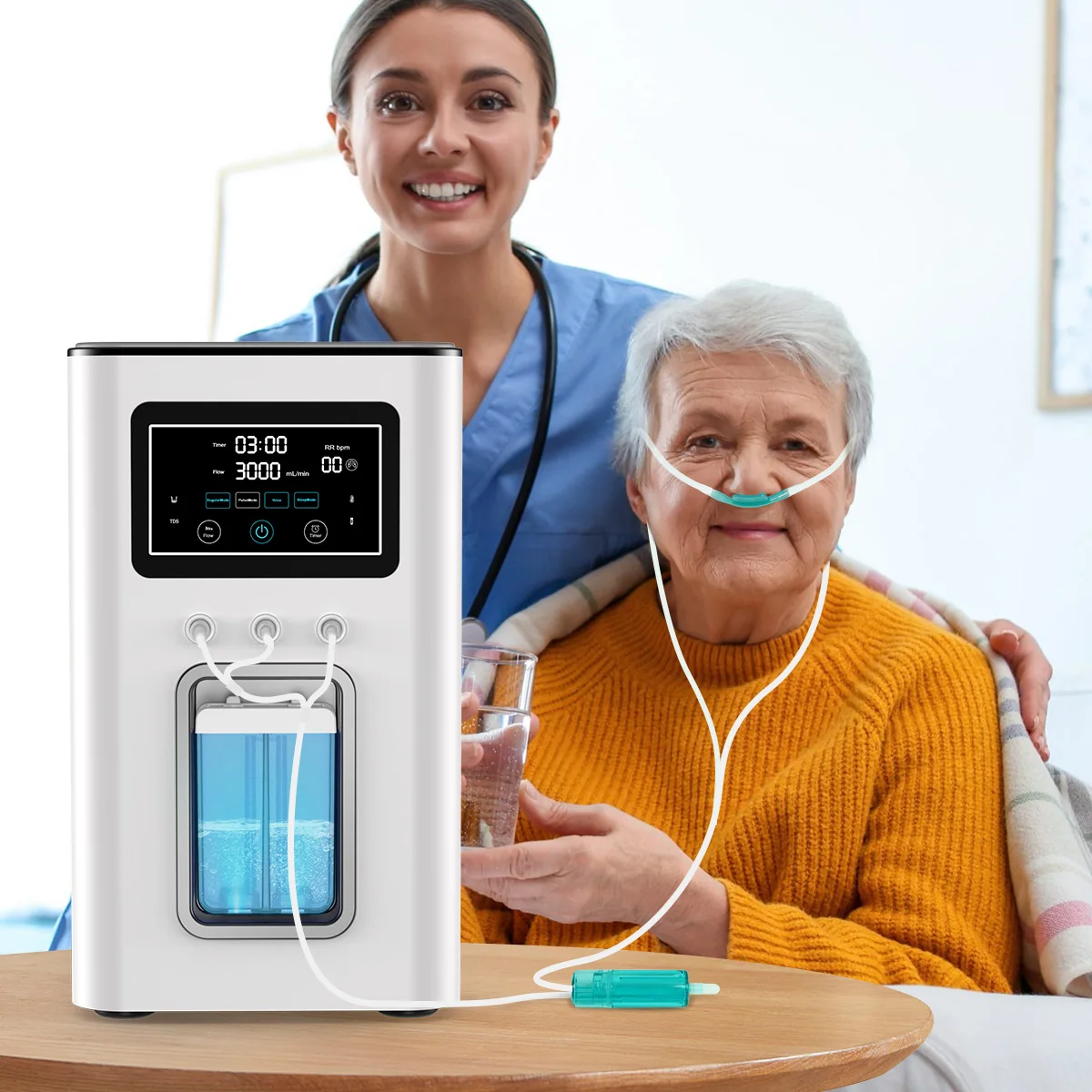 SUYZEKO Hydrogen Inhalation Machine 1800ml H2 O2 Generator PEM High Purity Hydrogen Water Device Home Wellness