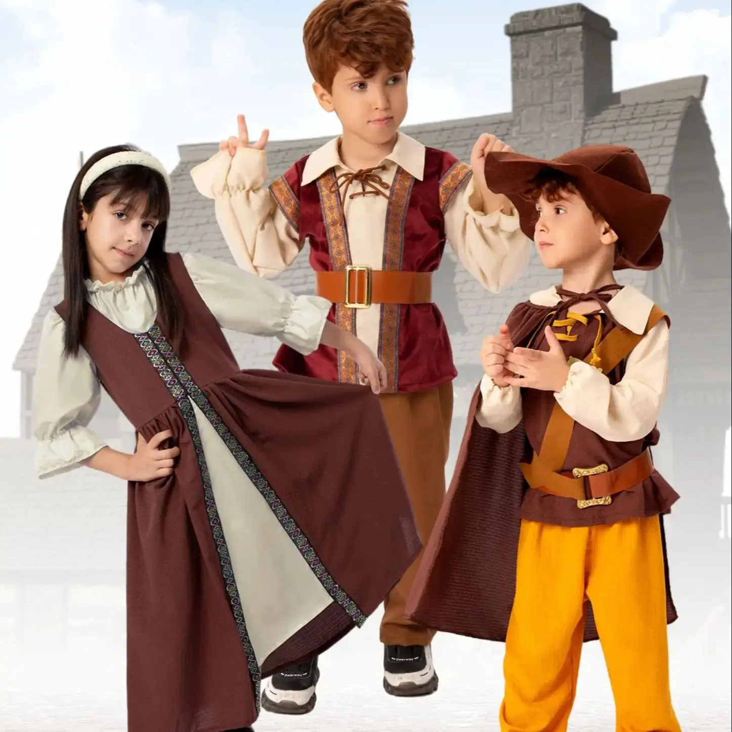 

Halloween Costumes Children's Performance Costumes Bat Capes Pleated Witch Hats
