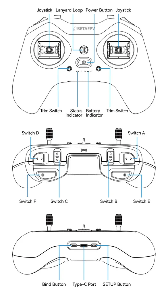 BETAFPV LiteRadio 4 Sender 10-Kanal ELRS 2,4GHz M2 Controller Bluetooth-Kompatibel Joystick-Modus für DJI RC FPV Drohne – Detail 1