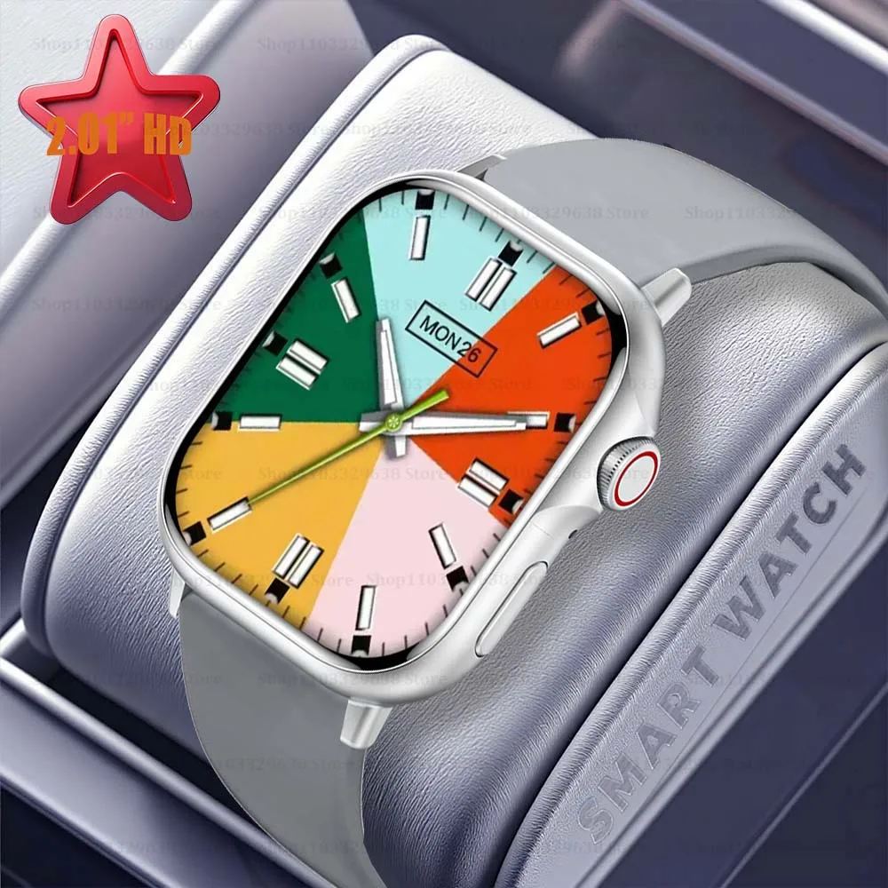 Mode Männer Smartwatch Delikatesse Uhr Frauen 2,01 Zoll HD Überraschung Geschenk Drahtlose Anruf Gesundheit Tracker Benutzerdefinierte Foto Al Stimme Uhren