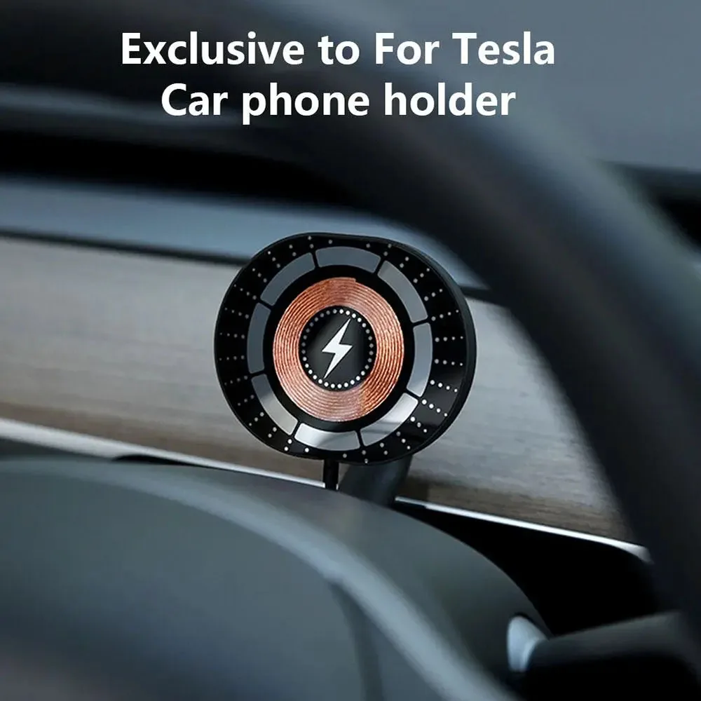 Magnetic Wireless Car Charger Phone Holder for Tesla Model 3 Y 2023 Mount Adsorbable Fast Smartphone Charger Rotatable Holder