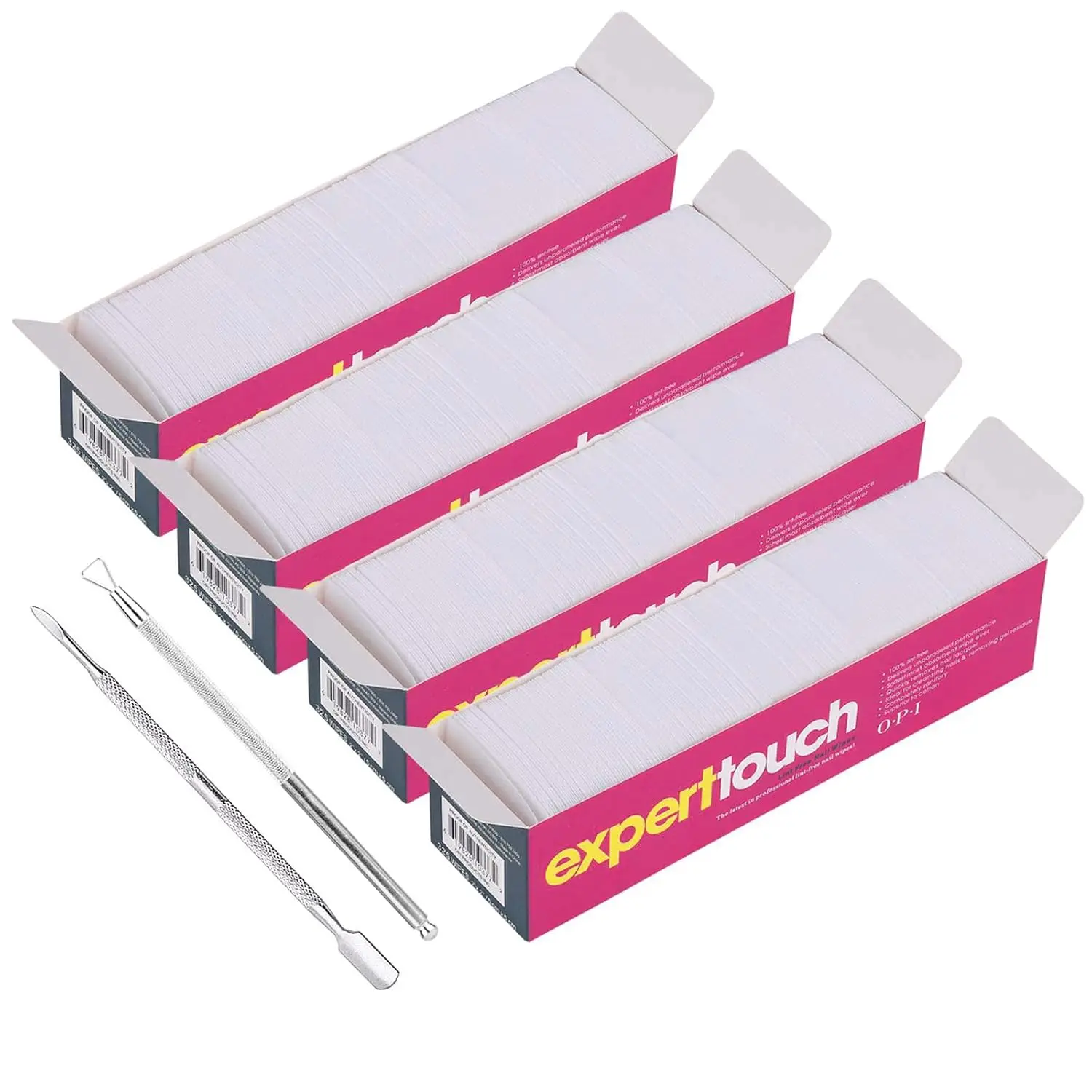 

1300 Pcs Lint-Free Nail Art Gel Polish Remover Cotton Pads with 2 Cuticle Pusher Tools