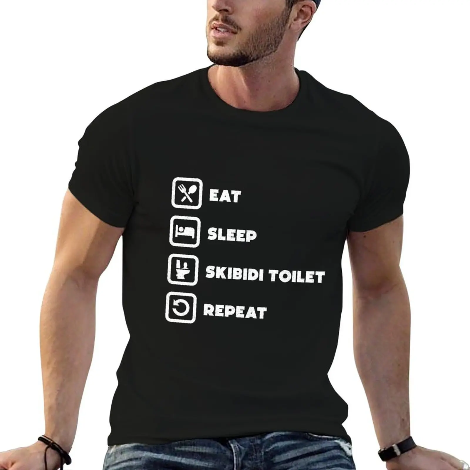 Eat Sleep Skibidi Toilet Repeat - Skibidi Toilet Meme T-Shirt oversized rapper graphic tees designer t shirt men