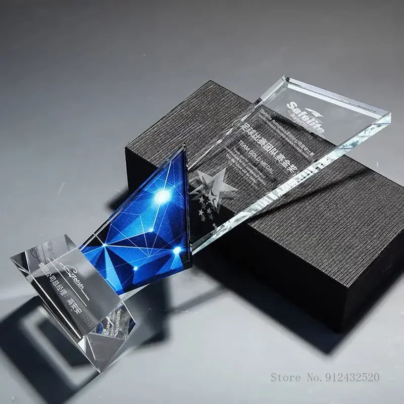 Customized Crystal Trophy, Color Printing, Sports Movie Award, Annual Meeting Outstanding Staff Award Souvenir, Decorations, 1Pc