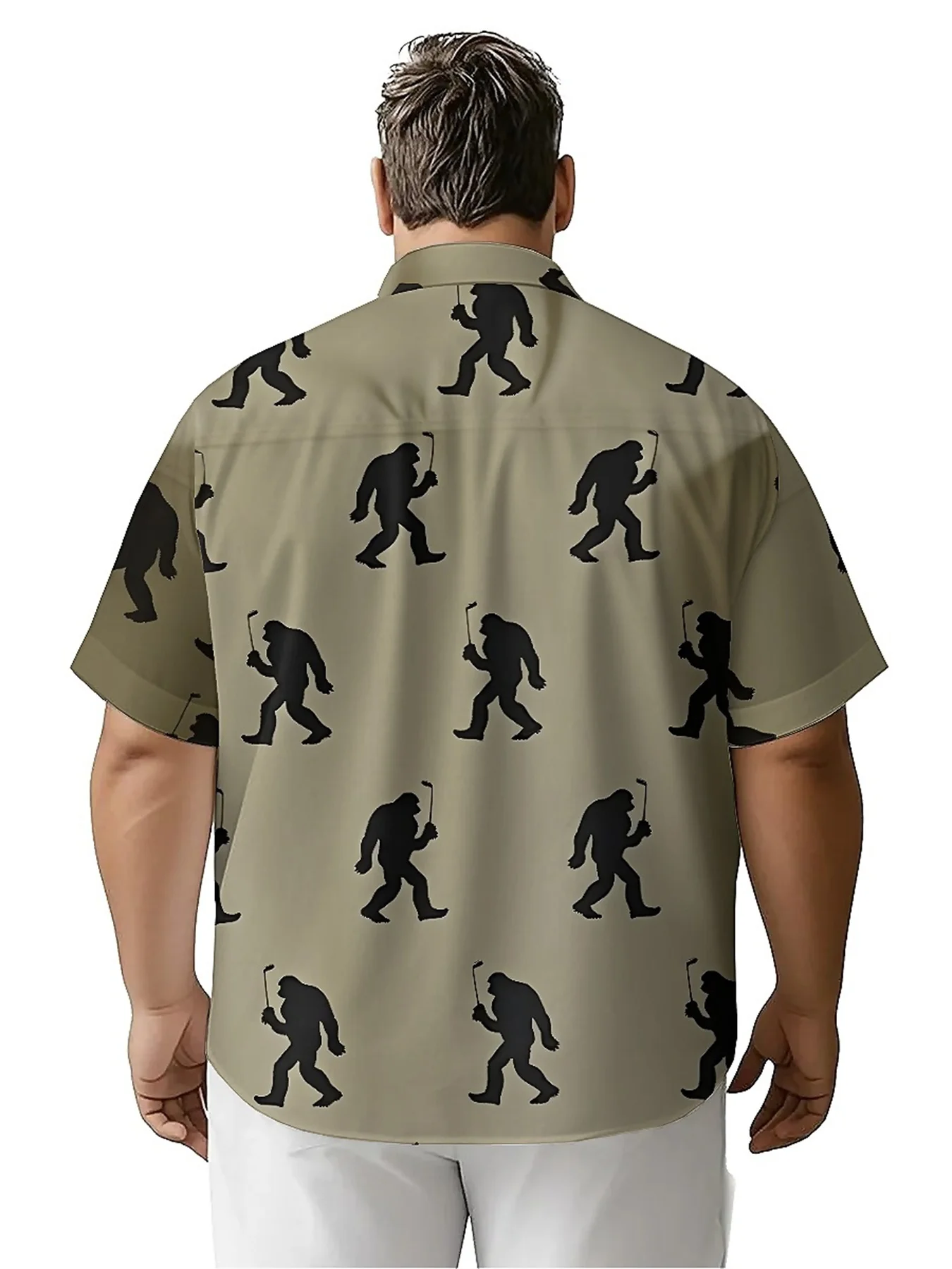 Men's Plus Size Hawaiian ShirtsSasquatch Golfingpattern, Fashionable Aloha Shirt, Summer Casual Top,3D Unisex Clothes