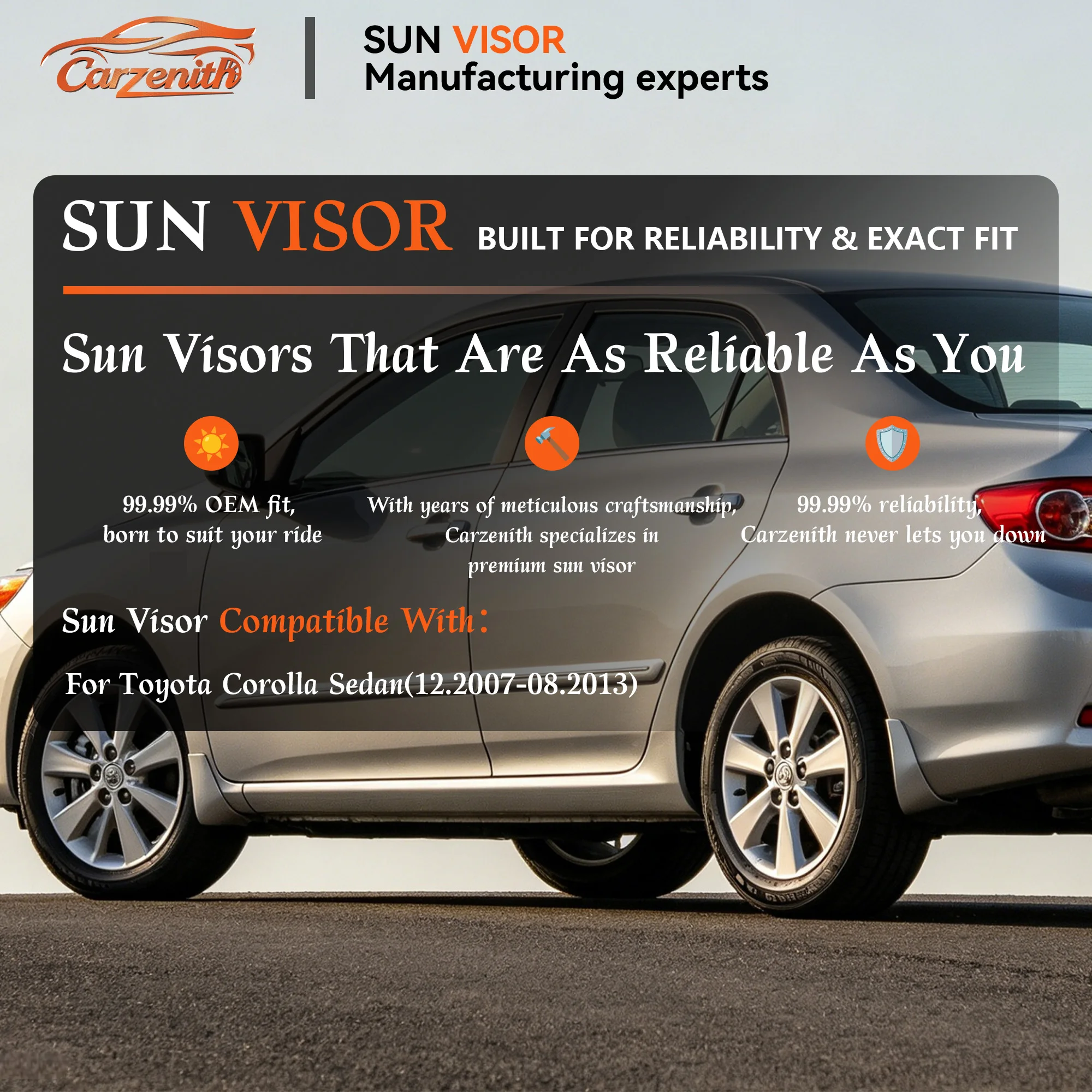 Carzenith Sun Visor For Toyota Corolla Auris Sedan E140 2007 2008 2009 2010 2011 2012 2013 Sunvisor ZRE142 2ZRFE