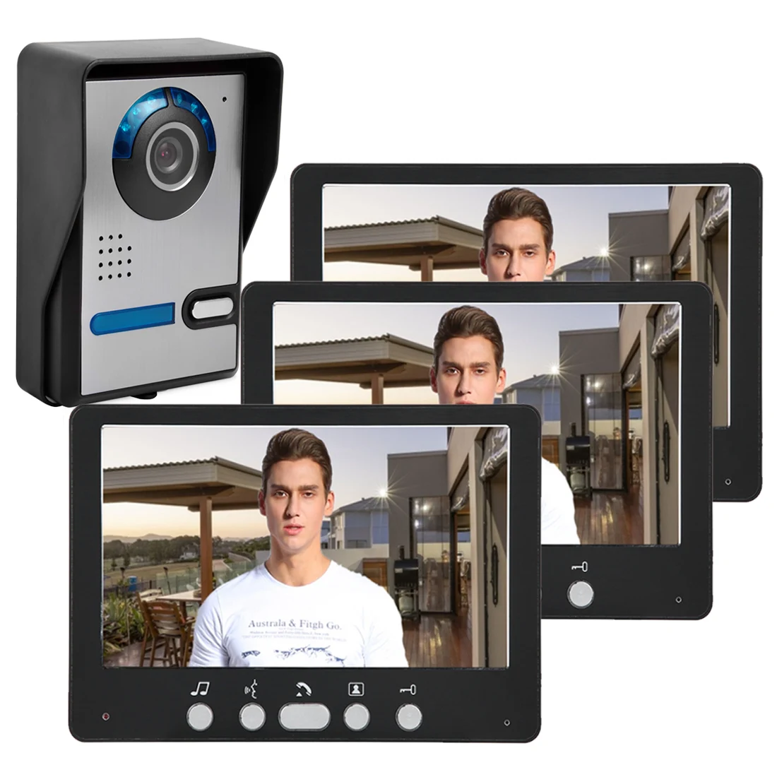 

SYSD- 7" Video Door Phone Doorbell Intercom Kit Video Intercom Speakerphone Intercom System With Waterproof Outdoor IR Cam