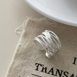 925 Sterling Silver Open Finger Ring Multilayers Lines Geometric Punk Stackable For Women Girl Jewelry Gift Dropship Wholesale