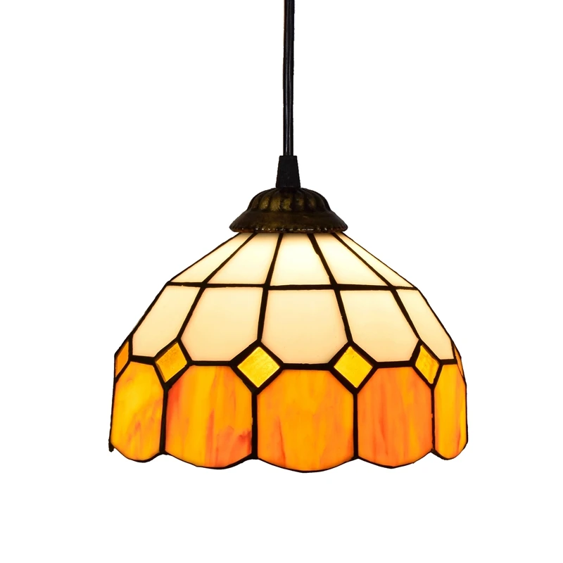 

Mediterranean Orange Restaurant Small Chandelier Retro Tiffany Colored Glass Balcony Corridor Light