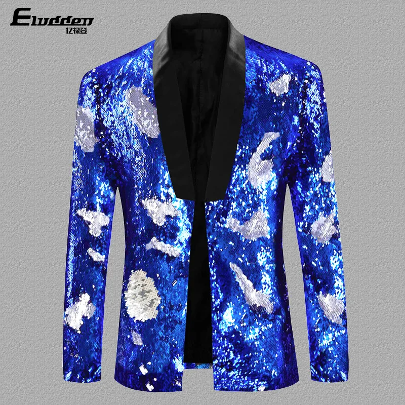 

HOO 2024 Men's New Two-Color Sequined blazer Singer Host Stage Performance blazer