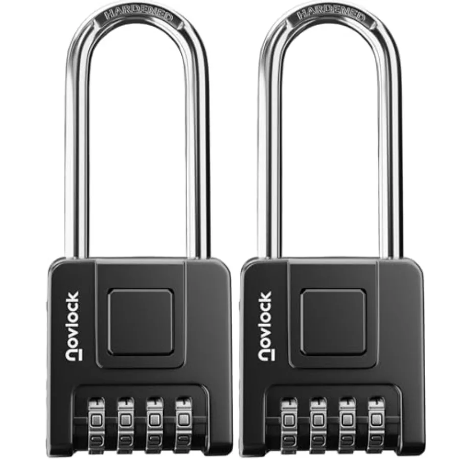 2.76 in Long Shackle Combination Locks for Outdoor and Indoor Heavy Duty, Weatherproof, 4-Digit Security Padlocks for Gates, Fe