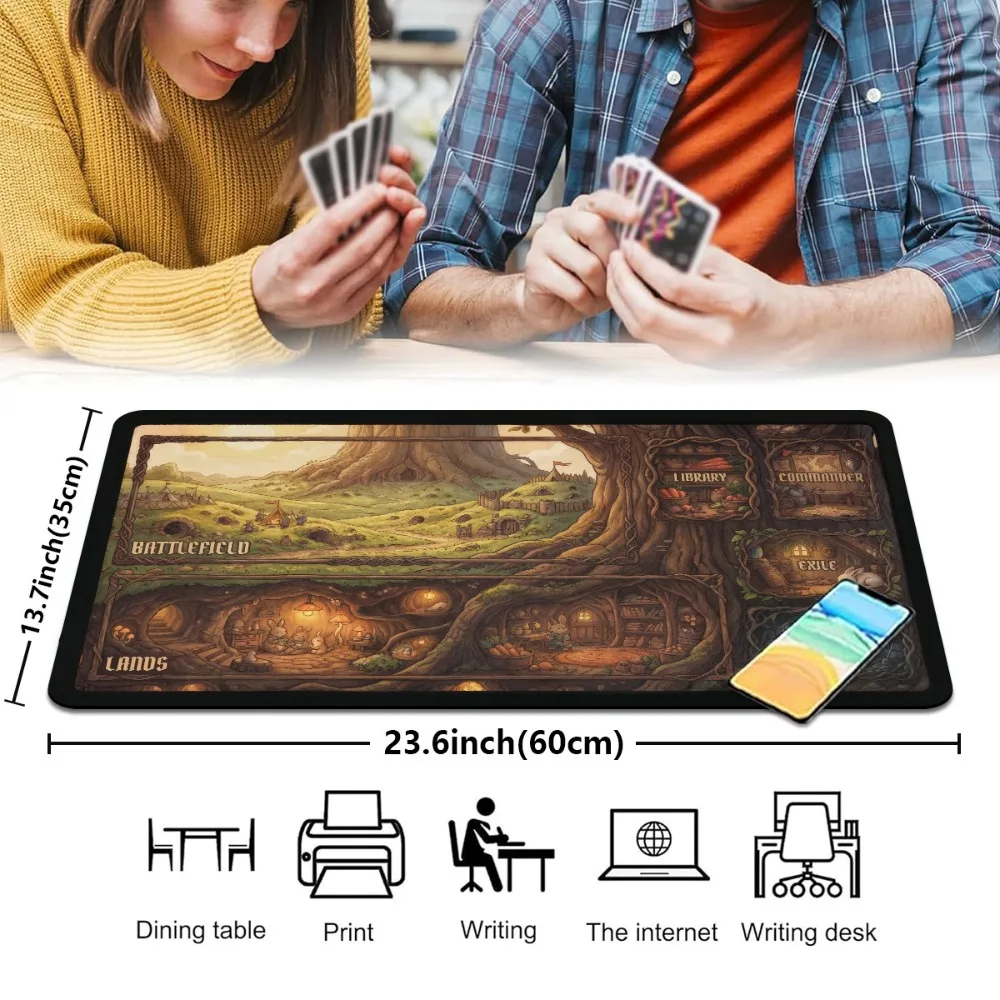 CIFBUY Mouse Pad Large Desk Mat Non-Slip Base Fantasy Forest Rabbit Treehouse Pattern For Gaming Office Home Computer Keyboard G