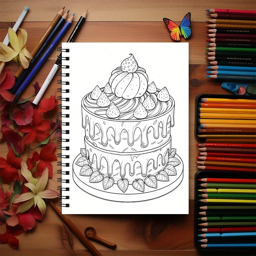 Fantasy Dessert Coloring Book - 8.3×11.2 Inches, 22 Pages. Ideal for Sweet - themed Relaxation, Imaginative Doodling