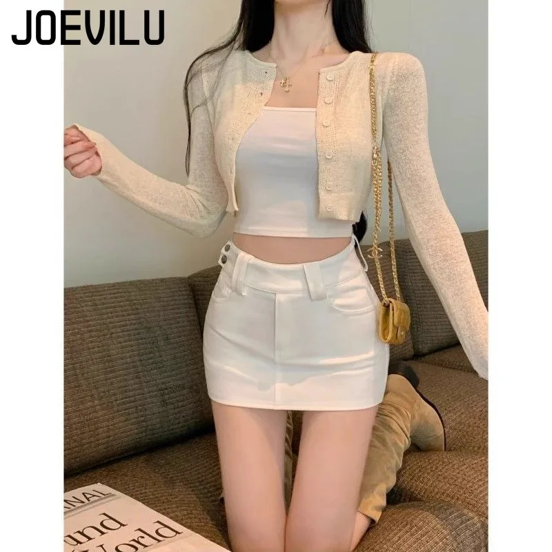 JOEVILU Women's Sexy High Waisted Skirt with Belt Vintage A-line Skirts Gothic Slim Sexy Hundred Mini Skirt Y2k Short Bottoms