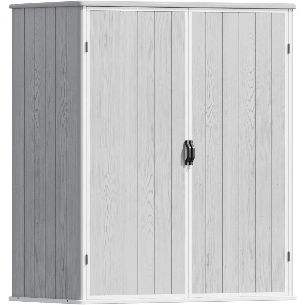 

5x3 FT Outdoor Storage Shed, Plastic Vertical Storage Cabinet with Floor and Lockable Doors for Pool Storage, Tools and Patio F