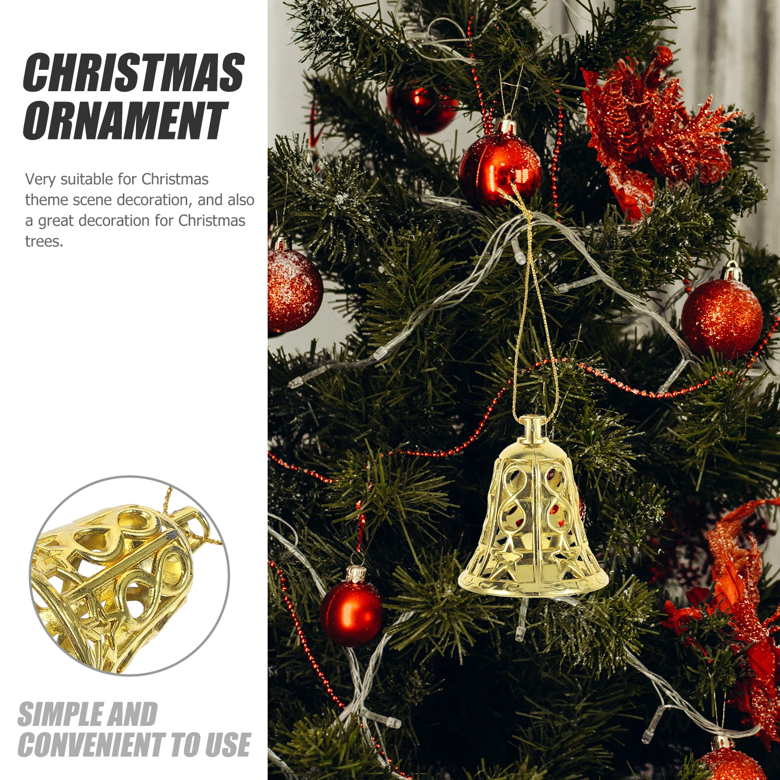 

12pcs Christmas Decoration Plastic Bell Hanging Ornaments Holiday Party Home Decor Xmas Christmas Tree Pendants Pendant Supplies