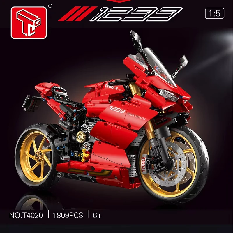 1:5 Motocicletta tecnica Sport urbano Moto da corsa rapida Locomotiva Modello in mattoni Building Block per bambini Regali di Natale