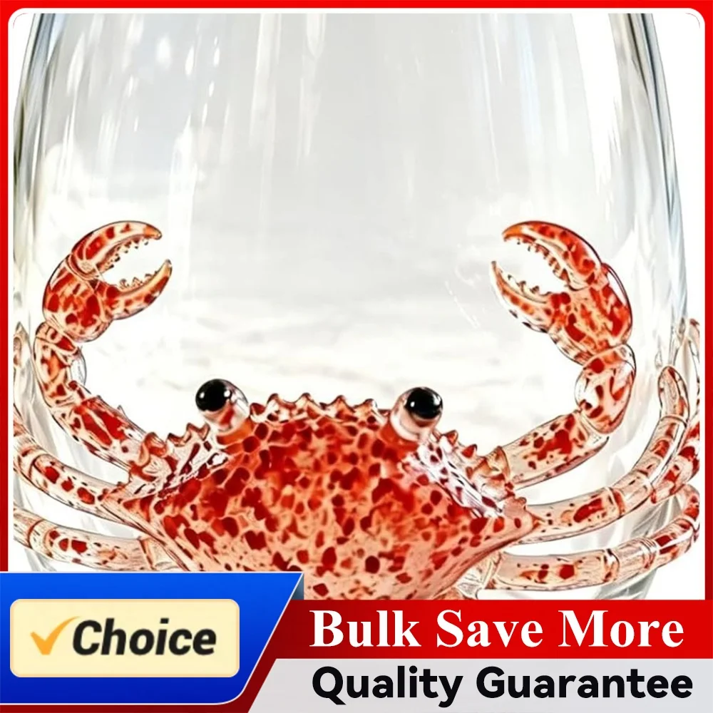 Artistic 3D Stemless Wine Glasses Home Decor Handcrafted Marine Animal Bar Glass Sea Themed Tumbler Cup for Coastal Ocean Lovers