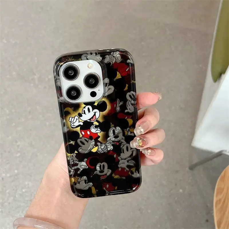 Disney Mickey Minnie Mouse Full Screen Tidal Current Phone Case For iPhone15 14 13 12 11ProMax XR XS MAX Y2KSoft Cute Back Cover