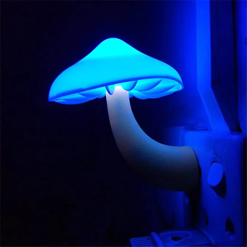 LED Night Light Mushroom Wall Lamp EU Plug Light Control Induction Energy Saving Environmental Protection Bedroom Lamp