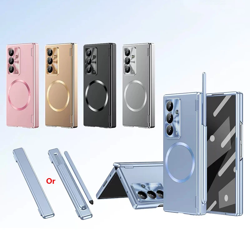 

For Samsung Galaxy Z Fold 7 6 8 Magsafe Case With Hinge Protection Magnetic Cover With Touch Pen Stylus S Pen & Screen Protector