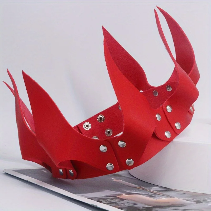 زينة عيد الميلاد والهالوين باللون الأحمر/الأسود، غطاء رأس من البولي يوريثان، مناسبة لإكسسوارات أزياء الحفلات التنكرية للرجال والنساء #5